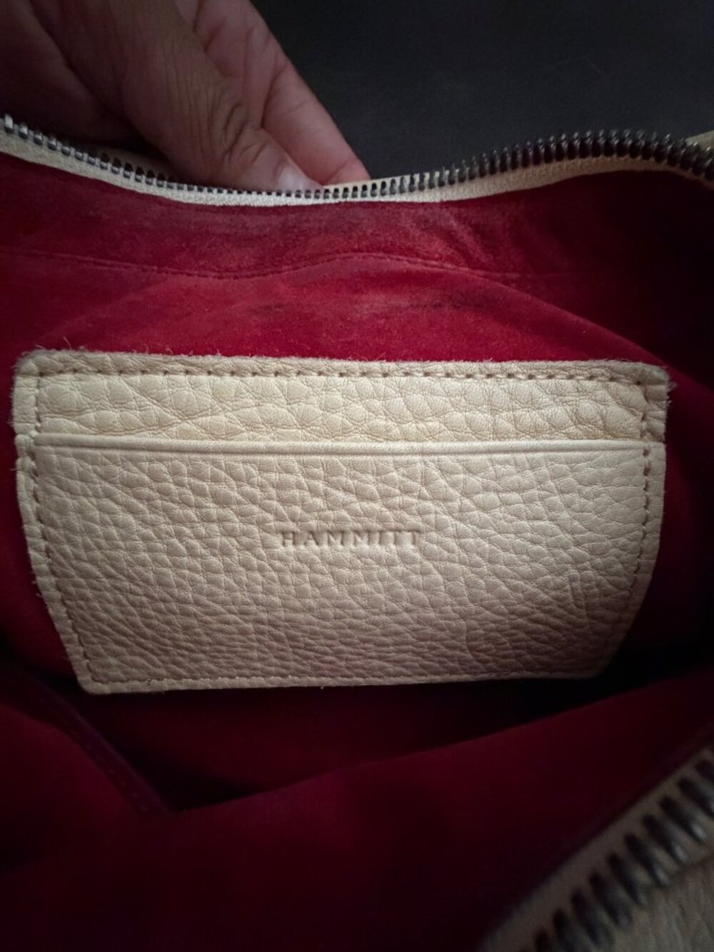 Hammitt VIP Satchel Cream Textured Leather Shoulder Bag With Stud Accents & Remo - Picture 13 of 13